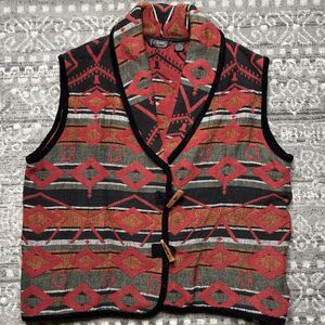 Agapo Collection Vest Womens 1X Multicolor Southwest Aztec Navajo Tapestry